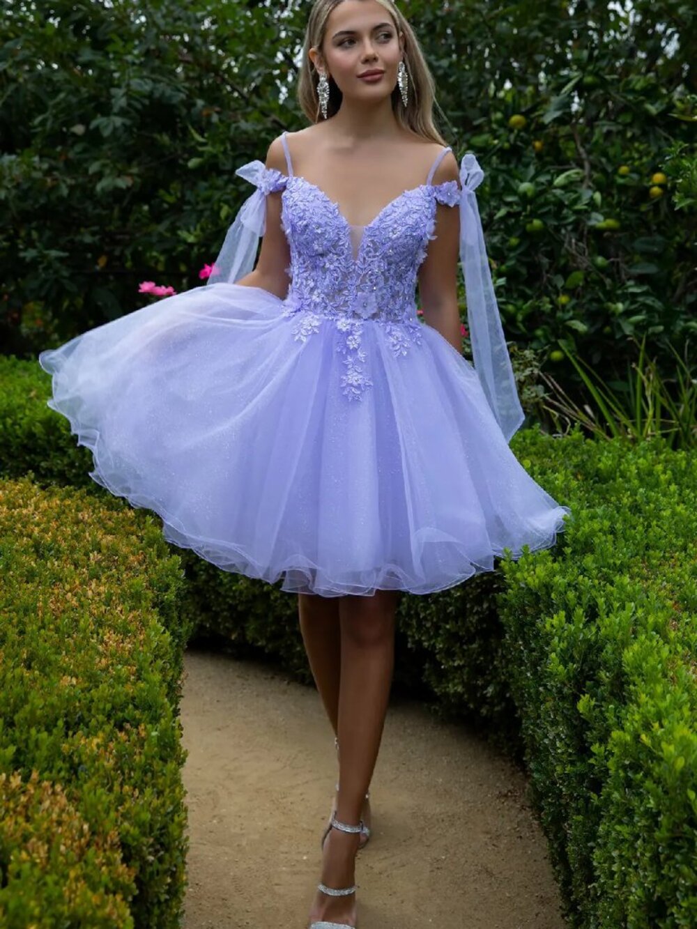 NEW LILAC Lace & Mesh Evening Gown Floor Length Embellished GS3513